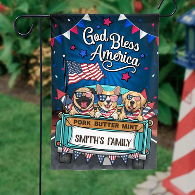 God Bless America - 4th Of July Decoration - Personalized Dog Flag