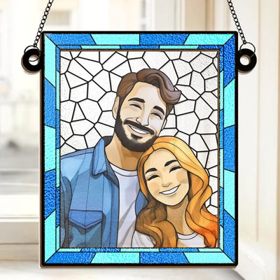Custom Photo Better Together - Couple Personalized Window Hanging Suncatcher Ornament - Gift For Husband Wife, Anniversary