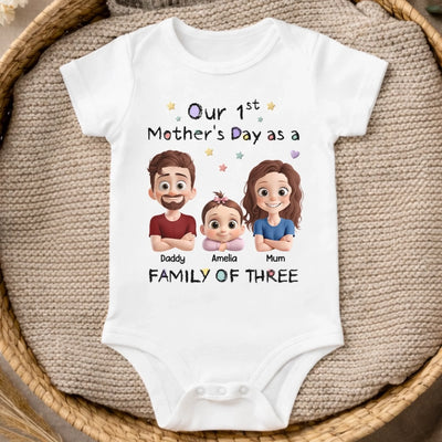 Custom First Mother's Day Baby Onesie - Personalized Baby Shower, Gender Reveal Gifts For New Moms, New Dads, New Parents - Made Of Love