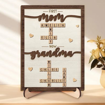 Custom Scrabble 2-Layered Wooden Plaque - Personalized Mother's Day Birthday Gifts For Mom, Grandma - Our love In Every Letter