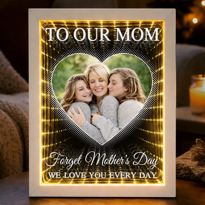 Custom Photo Infinity Mirror Light Box - Personalized Mother's Day Birthday Gifts For Mom - Celebrating Moms With Love