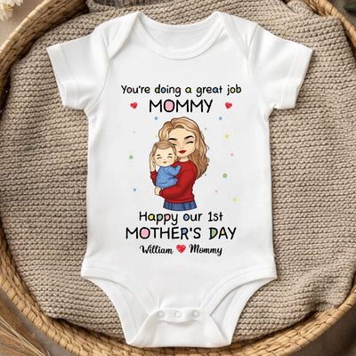 The Best Job In The World, Being My Mommy - Family Personalized Custom Baby Onesie - Mother's Day, Baby Shower Gift, Gift For First Mom
