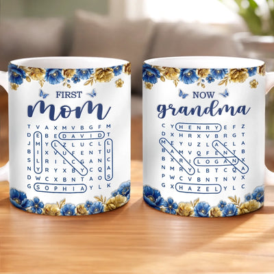 Custom Word Search Puzzle Mug - Personalized Mother's Day Birthday Gifts For Mom, Grandma - Where Her Love Lives On