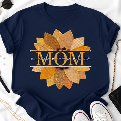 Custom Faux Embroidery Unisex T-shirt, Premium T-shirt, Hoodie - Personalized Mother's Day Birthday Gifts For Mom, Grandma - A Sunflower Kind Of Love