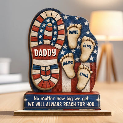 Custom 2-Layered Wooden Plaque - Personalized Father's Day Birthday Gifts For Dad, Grandpa - No Words Can Thank You Enough