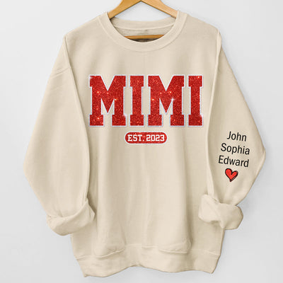 More Over Santa Here Comes Nana - Family Personalized Custom Unisex Sweatshirt With Design On Sleeve - Christmas Gift For Mom, Grandma