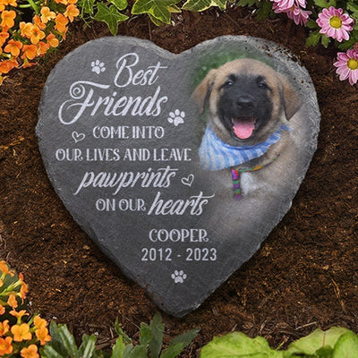 Custom Photo Best Friends Come Into Our Lives - Memorial Personalized Custom Memorial Stone - Sympathy Gift, Gift For Pet Owners, Pet Lovers
